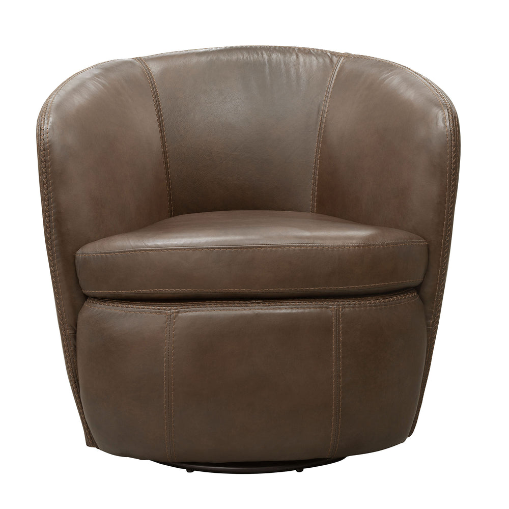 Barolo - Vintage Brown 100% Italian Leather Swivel Club Chair