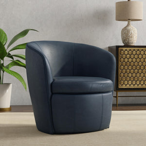 Barolo - Vintage Navy 100% Italian Leather Swivel Club Chair