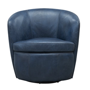 Barolo - Vintage Navy 100% Italian Leather Swivel Club Chair
