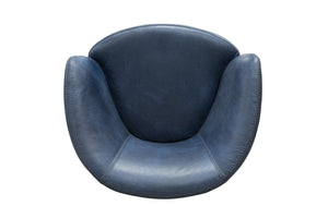 Barolo - Vintage Navy 100% Italian Leather Swivel Club Chair