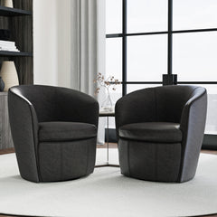 Barolo - Vintage Slate 100% Italian Leather Swivel Club Chair
