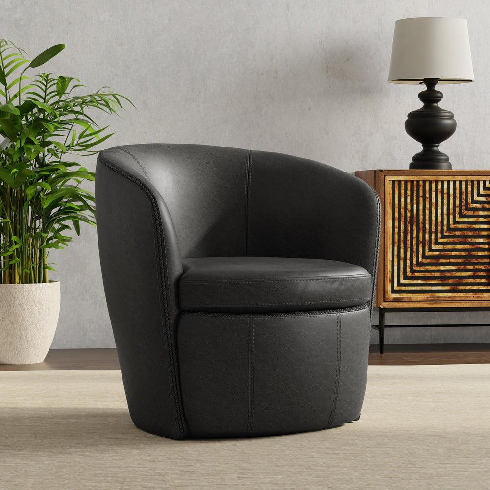 Barolo - Vintage Slate 100% Italian Leather Swivel Club Chair