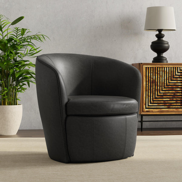 Barolo - Vintage Slate 100% Italian Leather Swivel Club Chair
