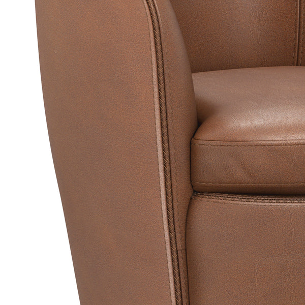 Barolo - Vintage Whiskey 100% Italian Leather Swivel Club Chair
