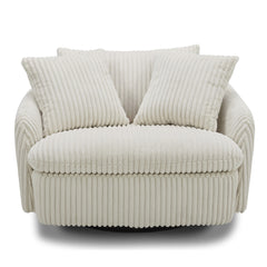 Boomer - Mega Ivory Large Swivel Chair with 2 Toss Pillows