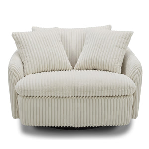 Boomer - Mega Ivory Large Swivel Chair with 2 Toss Pillows