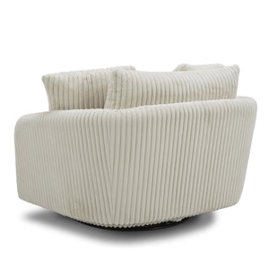 Boomer - Mega Ivory Large Swivel Chair with 2 Toss Pillows