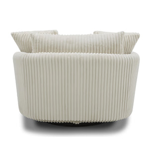 Boomer - Mega Ivory Large Swivel Chair with 2 Toss Pillows