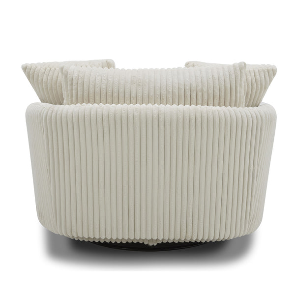 Boomer - Mega Ivory Large Swivel Chair with 2 Toss Pillows
