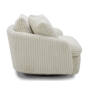 Boomer - Mega Ivory Large Swivel Chair with 2 Toss Pillows