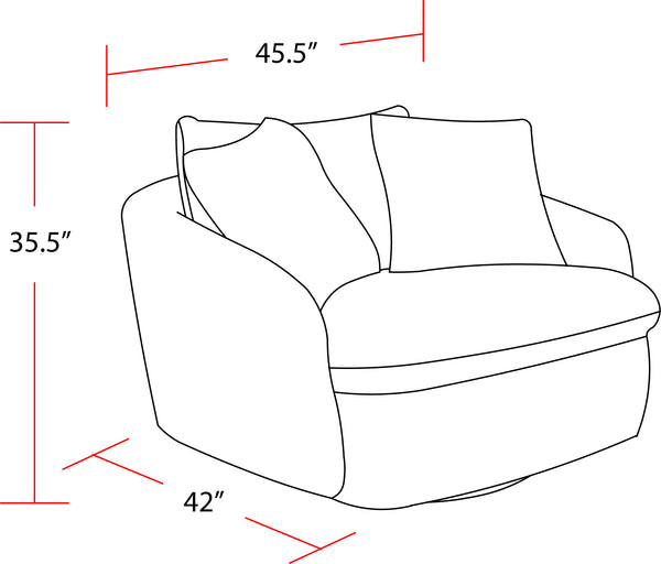 Boomer - Mega Ivory Large Swivel Chair with 2 Toss Pillows