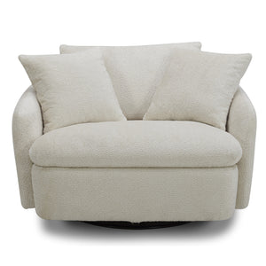 Boomer - Utopia Sand Large Swivel Chair with 2 Toss Pillows