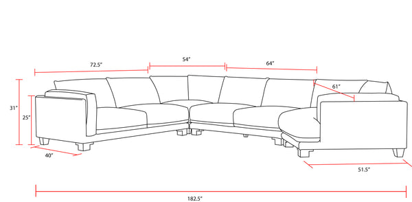 Escape - Mirage Mist Right Arm Facing Bumper Chaise