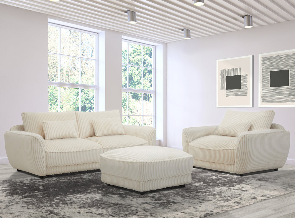 Utopia - Mega Ivory Ottoman with Casters
