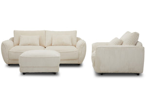 Utopia - Mega Ivory Ottoman with Casters