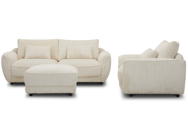 Utopia - Mega Ivory Ottoman with Casters