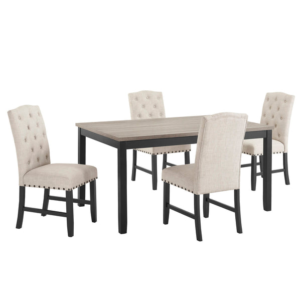 Experience the epitome of refined dining with the Daphne 5 Pc Dining Collection. Crafted with precision and care, this set boasts a combination of solid Rubberwood, manufactured woods, and eco-friendly decorative laminate, ensuring durability and longevit