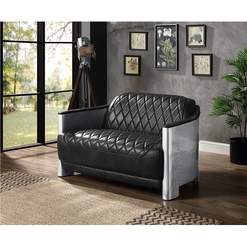 Sedna - Loveseat - Black & Aluminum