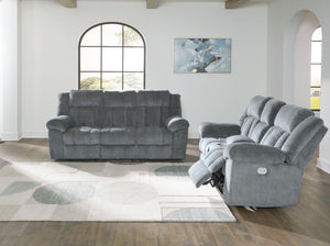 Big, bold comfort. Game time and movie nights meet their match with this power reclining seating package. Made for ultimate indulgence, the extra-deep seating encourages you to sit back and bliss out. And with plush upholstery in a trendy hue, you wonâ€™t