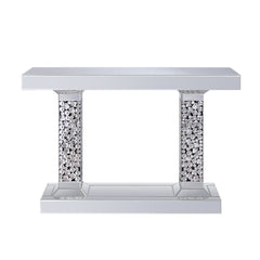 The Kachina Console Table will add a contemporary touch to any room in your home. With its clean lines, this brilliant rectangular occasional table showcases a distinctive style for an intriguing look. The table features tempered glass and a fully mirrore