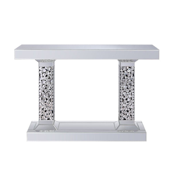 The Kachina Console Table will add a contemporary touch to any room in your home. With its clean lines, this brilliant rectangular occasional table showcases a distinctive style for an intriguing look. The table features tempered glass and a fully mirrore