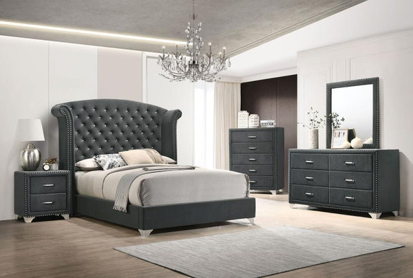 Melody - Upholstered Dresser Mirror - Gray
