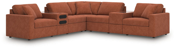 Looking cool and contemporary is great. But when it comes down to it, youâ€™re all about low-maintenance lounging. With the performance fabric on this balanced sectional with audio and storage consoles, cleaning spills is a breeze. Its customizable modula