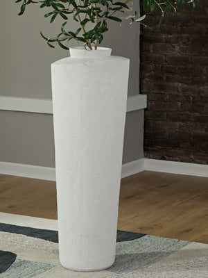  this cream-colored floor vase is a subtly stylish addition to your decor. Refresh the look by switching out your favorite faux floral arrangements from season to season.<br/><br/><b>Product Feat