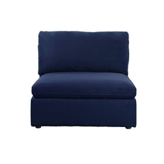 The grand dimensions of the Crosby sectional sofa set will have you singing for joy! Upholstered in a dreamy, deep blue fabric, this reversible modular sectional set is easily convertible into the shape that best fits your lifestyle. Each piece of this co