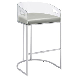  each stool offers an open and airy design. Rest comfortably on a leatherette cushion as you dine