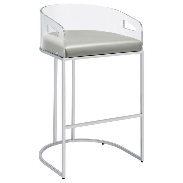  each stool offers an open and airy design. Rest comfortably on a leatherette cushion as you dine
