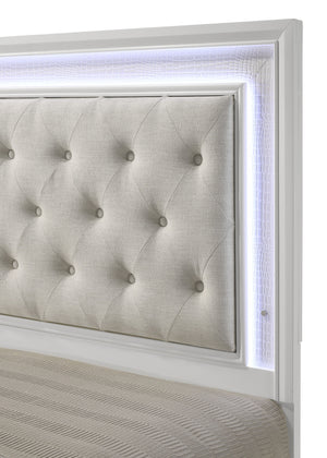 Lyssa - Full Bed With LED - Oat / Frost