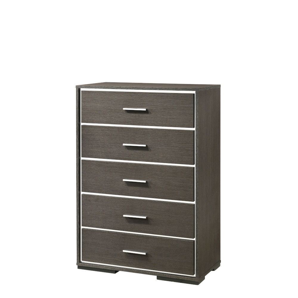 5 Drw Drawer: Glam Acrylic Trim, GLIDE Undermount Center (3/4 Ext.), DOVETAIL English Front & Back, Veneer Lined (NO FELT), Safety Stop Included, Manual Close, Dust-Proof Included, Hardware: Single Pull Handle (Chromed Aluminum) CONSTRUCTION] Wooden Case: