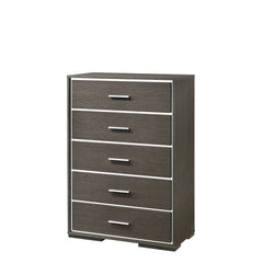 5 Drw Drawer: Glam Acrylic Trim, GLIDE Undermount Center (3/4 Ext.), DOVETAIL English Front & Back, Veneer Lined (NO FELT), Safety Stop Included, Manual Close, Dust-Proof Included, Hardware: Single Pull Handle (Chromed Aluminum) CONSTRUCTION] Wooden Case: