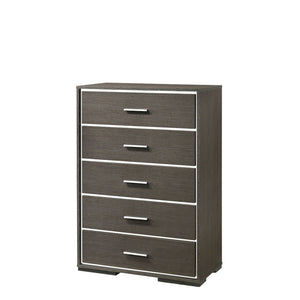 5 Drw Drawer: Glam Acrylic Trim, GLIDE Undermount Center (3/4 Ext.), DOVETAIL English Front & Back, Veneer Lined (NO FELT), Safety Stop Included, Manual Close, Dust-Proof Included, Hardware: Single Pull Handle (Chromed Aluminum) CONSTRUCTION] Wooden Case: