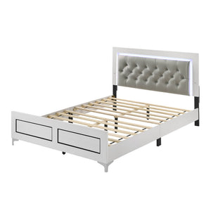 Casilda - Eastern King Bed - Gray PU & White Finish