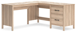 Your home office should reflect your style. Introducing a touch of mid-century modern design, this desk and return with its two-tone finish and unique chevron pattern is sure to enhance the scheme of any home office. Spacious work surface and ample storag
