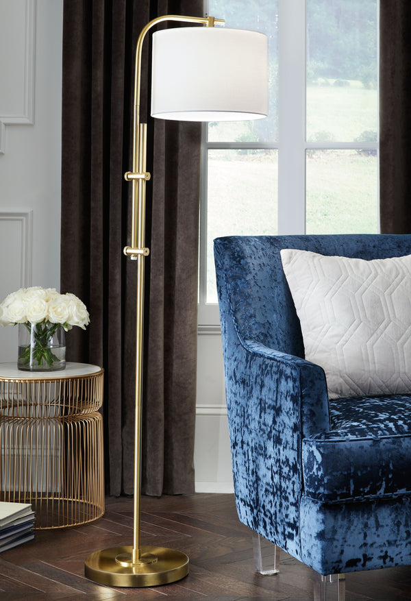  golden accent to your living space. The lamp arm is elegantly curved with soft edges