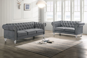 Emma Crystal - Loveseat - Gray