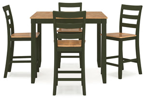 Gesthaven - Natural / Green - Dining Room Counter Table Set (Set of 5)