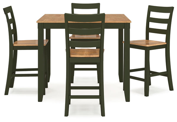 Gesthaven - Natural / Green - Dining Room Counter Table Set (Set of 5)