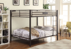 The Kaleb contemporary bunk bed collection is an ideal choice for any youth bedroom. Featuring sturdy metal construction in black sand finish, metal slat system included, reversible front ladder, and full-length guardrails that will keep your child safe.<