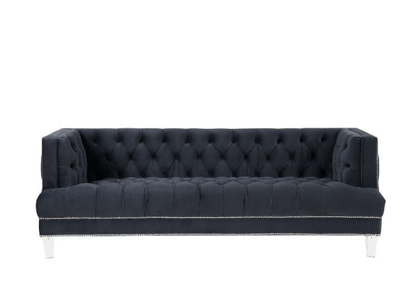  feature button tufted accents. The acrylic legs give off a modern vibe to the pi