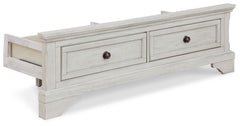 This full storage footboard with roll slats is made with wood, select oak veneer, engineered wood and cast resin components. Pairs with other items in the series to make a bed kit.<br><br><b>Additional Dimensions</b><br><ul><li>Drawer interior (2): 0-"</l