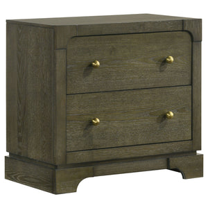 Elevate your bedside with this stylish nightstand, combining transitional design with practical functionality. Finished in dark cocoa with brass knobs, this nightstand features a solid wood drawer box with English dovetail joinery and 45mm metal ball-bear
