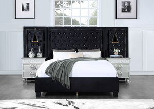 With an oversized headboard, the Damazy bed will become the focal point of any bedroom. The headboard features silver nailhead trim to frame in the crystal-like button tufting. The glimmering crystals give this bed the right hint of glamour. This Damazy b
