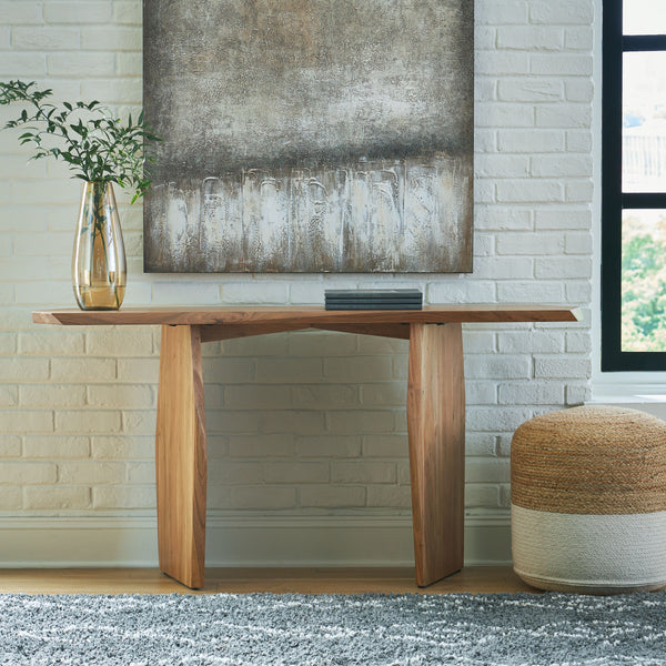  this console table is a spectacular study in contemporary style. The imaginative piece brings nature indoors