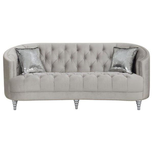 Avonlea - Upholstered Sloped Arm Sofa Velvet - Pearl Silver