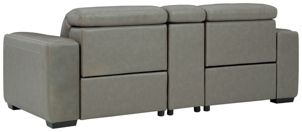Correze - Gray - Power Loveseat with Console 3 Pc Sectional