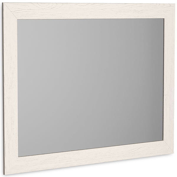 Clean lined look and modern attitude, white painted finish with subtle replicated woodgrain with authentic touch.<br><br><b>Additional Dimensions</b><br><ul><li>Assembled dresser/mirror: 78-"</li></ul><br/><br/><b>Product Features</b><ul><li>Frame made wi